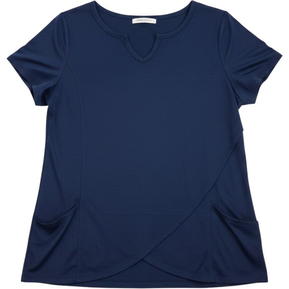 Zim & Zoe Tops - Zim & Zoe Lounge Navy Blue Short Sleeve Tulip Hem Pocket Top Plus Size 22/24